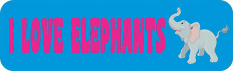 10" x 3" I Love Elephants Bumper Sticker Decals Car Vinyl Window Stickers Decal