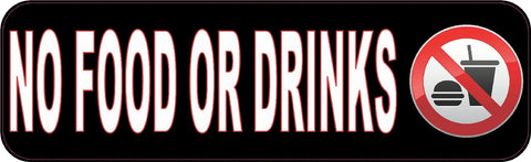 10"x3" No Food or Drinks Vinyl Business Decal Store Sign Decals Sticker Stickers