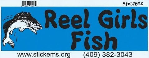 10" x 3" Blue Reel Girls Fish Vinyl Bumper Sticker Decal Window Stickers Decals