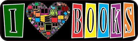 10" x 3" I Love Books Bumper Stickers Librarian Decal Car Sticker Decals