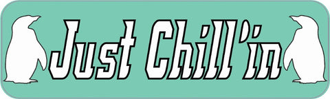 10x3" Just Chillin Penguin Vinyl Bumper Sticker Decals Window Car Stickers Decal