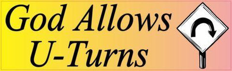 StickerTalk® Brand 10in x 3in God Allows U Turns Vinyl Vehicle Magnet Magnetic Sign Car Magnets