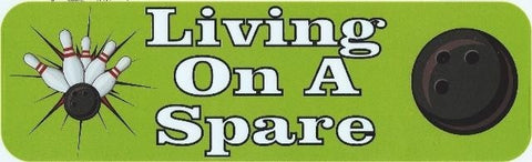 10"x3" Living On Spare Bowling Bumper Sticker Window Decal Stickers Car Decals