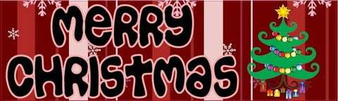 10in x 3in Merry Christmas Tree Bumper Sticker Decal Car Window Stickers Decals