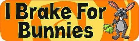 10” x 3” I Brake for Bunnies Bumper Sticker Window Stickers Vinyl Decals Car