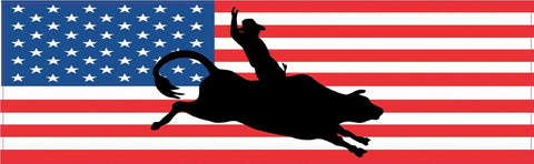 10x3 American Cowboy United States US Flag Bumper Sticker Decal Stickers Decals