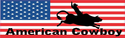 10x3 American Cowboy US United States Flag Bumper Sticker Decal Stickers Decals