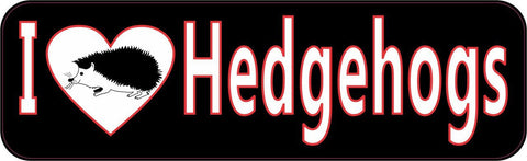 10" x 3" I Love Hedgehogs Bumper Sticker Decal Stickers Decals