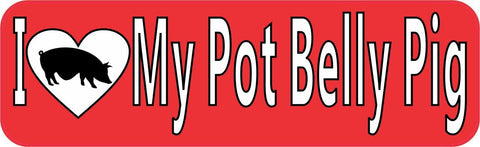 10" x 3" I Love My Pot Belly Pig Bumper Sticker Decal Stickers Decals