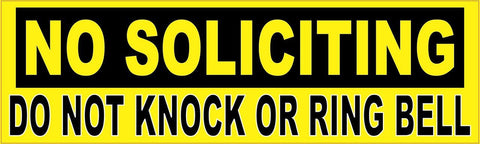 10"x3 " No Soliciting Do Not Knock Or Ring Bell Sign Decals Sticker Stickers