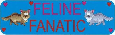 10"x3" Feline Fanatic Bumper Sticker Cat Cats Car Window Stickers Decal Decals