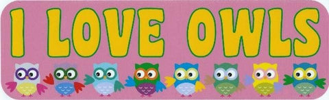 10" x 3" I Love Owls Vinyl Bumper Sticker Decal Car Owl Window Stickers Decals