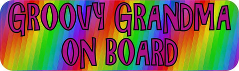 10" x 3" Groovy Grandma On Board Bumper Sticker Car Decal Vinyl Window Stickers Decals