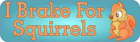 10" x 3" I Brake For Squirrels Bumper Sticker Decal Stickers Decals