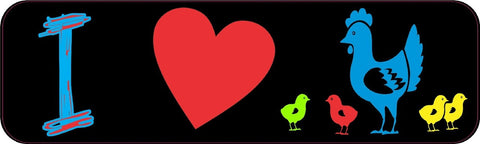 10"x3" I Love Chickens Chicken Bumper Sticker Window Decal Vinyl Stickers Decals