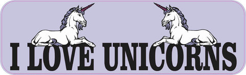 10" x 3" I Love Unicorns Vinyl Sticker Car Unicorn Bumper Stickers Decal Decals