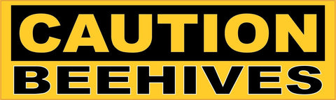 10in x 3in Caution BeeHives Bee Hives Sticker Vinyl Window Decal