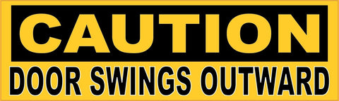 10in x 3in Caution Door Swings Outward Sticker Vinyl Window Decal