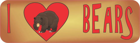 10in x 3in I Heart Bears Love Animals Bumper Sticker Vinyl Window Decal