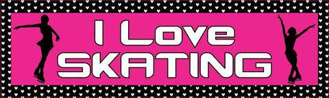 10in x 3in I Love Skating Sports Bumper Sticker Vinyl Window Decal