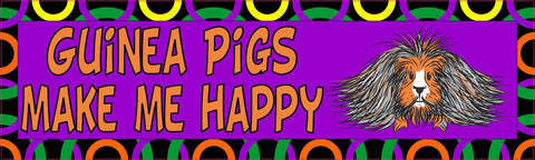 10in x 3in Guinea Pigs Make Me Happy Animals Bumper Sticker Vinyl Window Decal