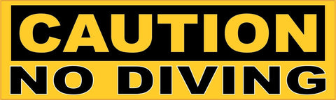 10in x 3in Caution No Diving Sticker Vinyl Window Decal