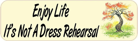 10"x3" Enjoy Life Its Not a Dress Rehearsal Bumper Sticker Decal Stickers Decals