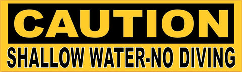 10in x 3in Caution Shallow Water No Diving Sticker Vinyl Window Decal