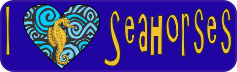 10in x 3in I Heart Seahorses Love Sea Horses Animals Bumper Sticker Vinyl Window Decal