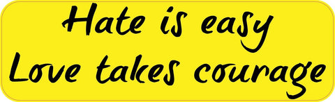 10in x 3in Hate Is Easy Love Takes Courage Religious Bumper Sticker Vinyl Window Decal