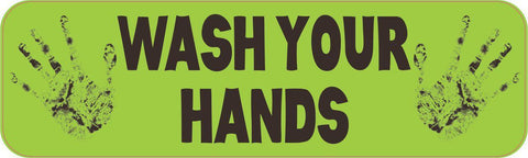 10in x 3in Green Wash Your Hands Sticker Vinyl Window Decal