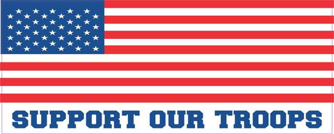 10in x 3in Support Our Troops USA Flag Bumper Sticker Vinyl Window Decal