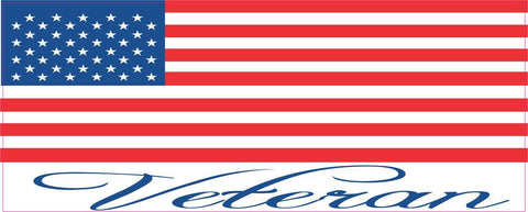 10in x 3in Veteran USA Flag Bumper Sticker Vinyl Window Decal