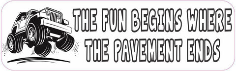 StickerTalk® Brand 10in x 3in The Fun Begins Where The Pavement Ends White Magnet Magnetic Vehicle Sign