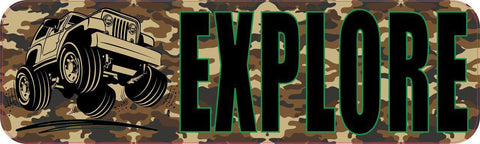 StickerTalk® Brand 10in x 3in Explore Jeep Camo Magnet Magnetic Vehicle Sign