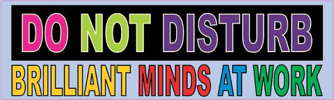 StickerTalk® Brand 10in x 3in Do Not Disturb Brilliant Minds At Work Bumper magnets  magnet