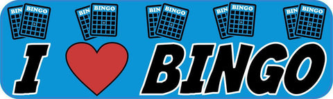 10in x 3in I Love Bingo Heart Bumper Sticker Vinyl Window Decal