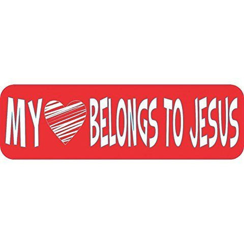 StickerTalk® Brand 10in x 3in My Heart Belongs to Jesus Vinyl Bumper magnets  Car magnet