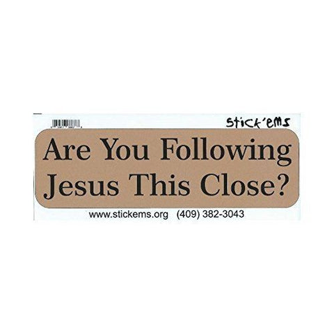 StickerTalk® Brand 10in x 3in Are you Following Jesus This Close Bumper magnet  magnets