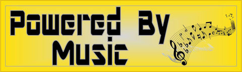 10in x 3in Powered By Music Note Music Bumper Sticker Vinyl Window Decal