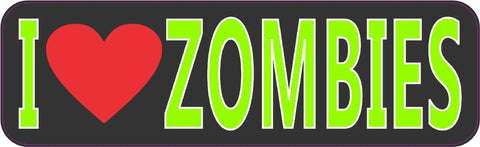 StickerTalk® Brand 10in x 3in I love Zombies Bumper magnet  magnetic Car magnets Vinyl