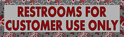 10 x 3 Gray Restrooms for Customer Use OnlyVinyl Sign Sticker Window Stickers Vinyl Decals Decal