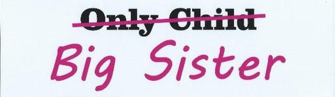 10" x 3" Only Child Big Sister Vinyl Bumper Sticker Decal Window Stickers Decals