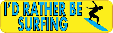 10x3 I'd Rather Be Surfing Bumper Sticker Vinyl Car Decal Window Stickers Decals