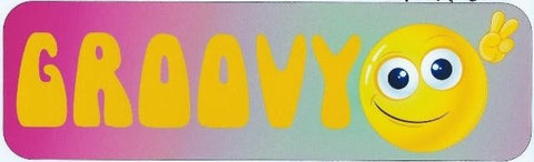 StickerTalk® Brand 10in x 3in Groovy Far Out Psychadelic Bumper magnet  magnetic magnets