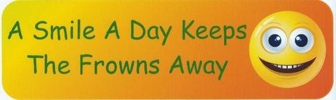 10" x 3" A Smile Day Keeps the Frowns Away Bumper Sticker Decal Window Stickers