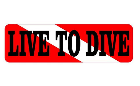 10in x 3in Live to Dive Vinyl Bumper Sticker Decal Car Window Decals Stickers