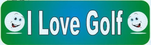 10" x 3" I Love Golf Bumper Stickers window decals decal sticker golf balls