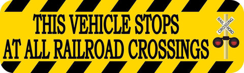 StickerTalk® Brand 10in x 3in This Vehicle Stops At All Railroad Crossings with al Viny Magnet Magnetic Sign