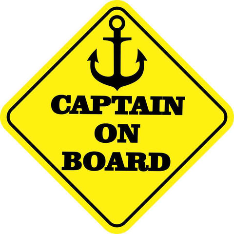 10in x 3in Sailing Boat Captain On Board Bumper Sticker Vinyl Window Decal